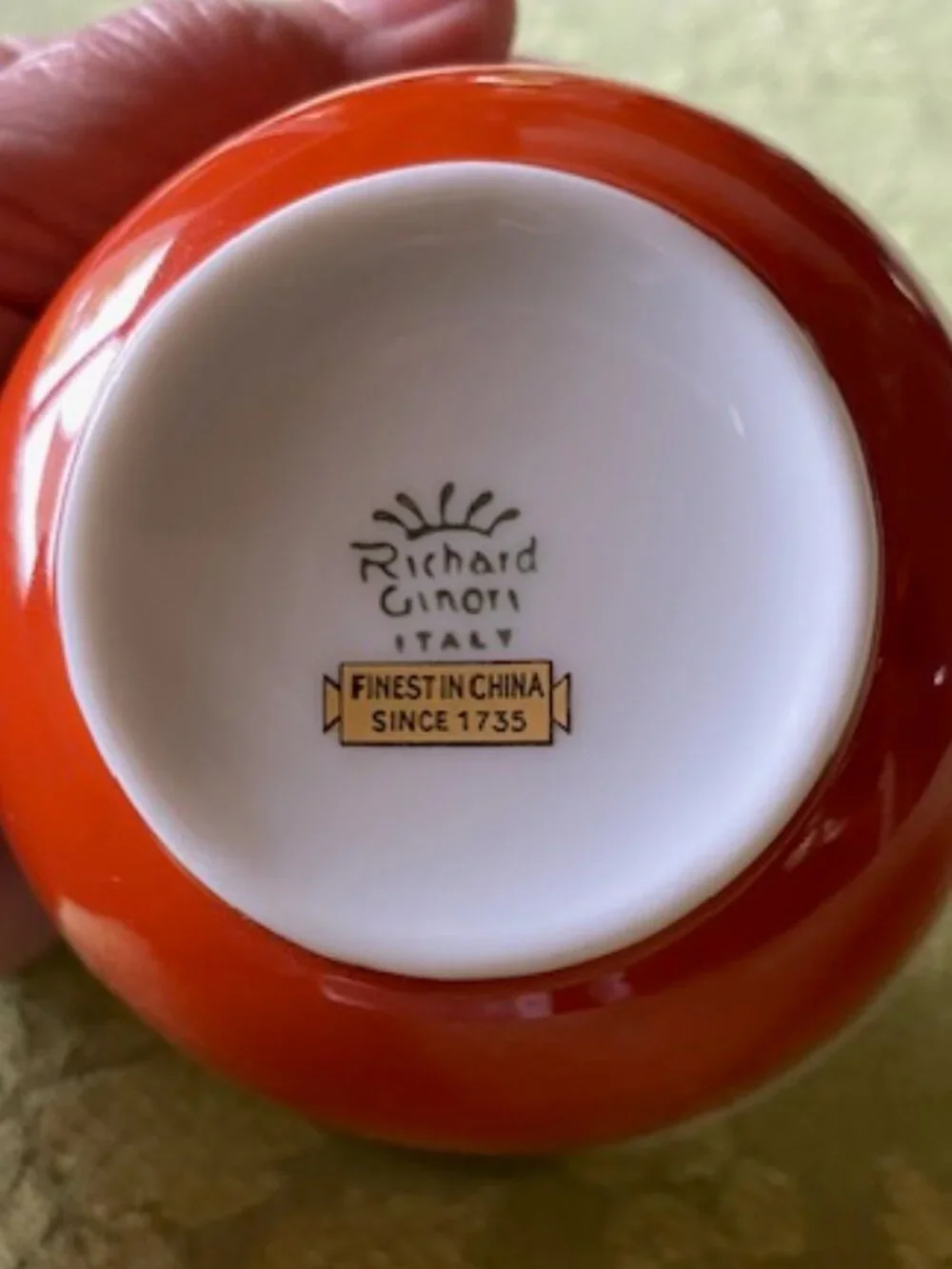 Ginori 1735 RARE Regal Orange Coffee Cup wide orange band on white porcelain